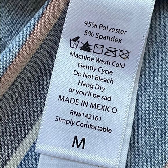 LuLaRoe Medium Liv Tee • Blue Shirt With Stripes • Very Short Sleeves • BNWT - Picture 10 of 14